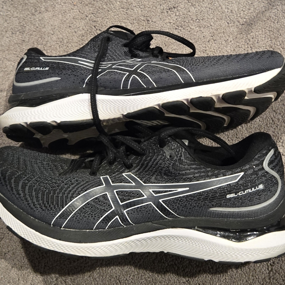 Mens ASICS Black and White Athletic Sneakers Size 11 - Picture 5 of 6
